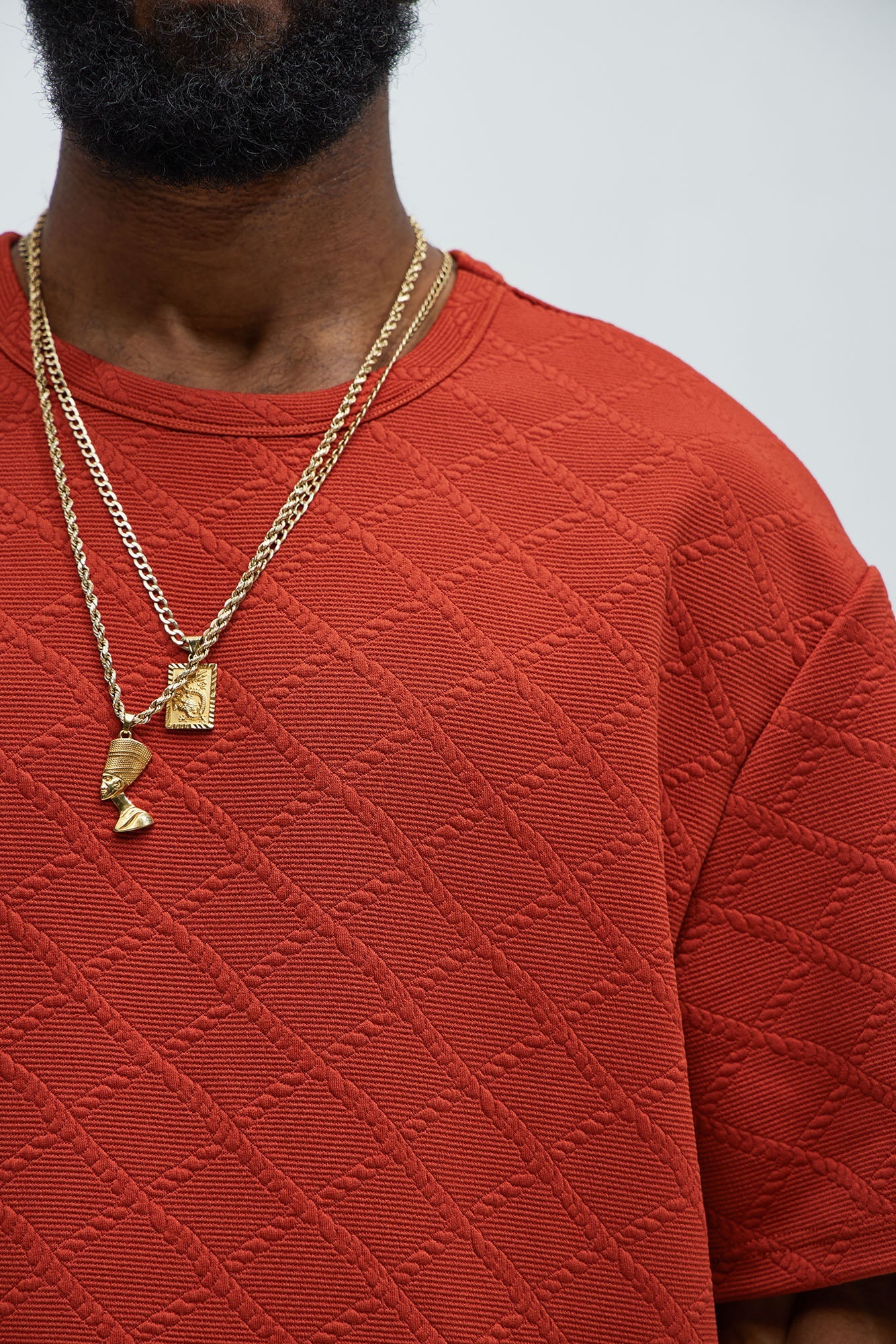 Lingo Textured Relaxed Tee - Rust image 3