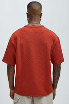 Lingo Textured Relaxed Tee - Rust image 4