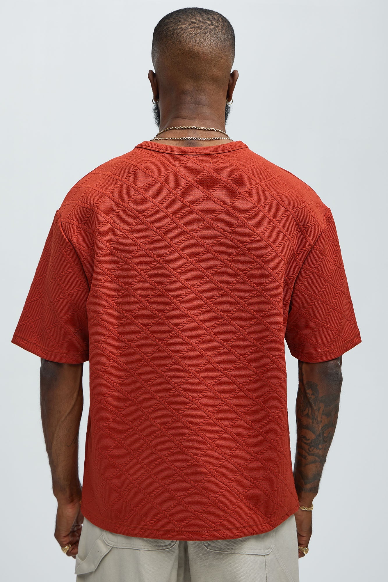Lingo Textured Relaxed Tee - Rust image 4