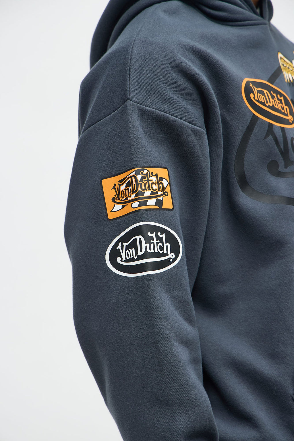 Von Dutch Patchy Oversized Hoodie - Charcoal image 3
