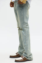 Stacked Skinny Flare Not Too Much Distressed Jean - Medium Wash image 4
