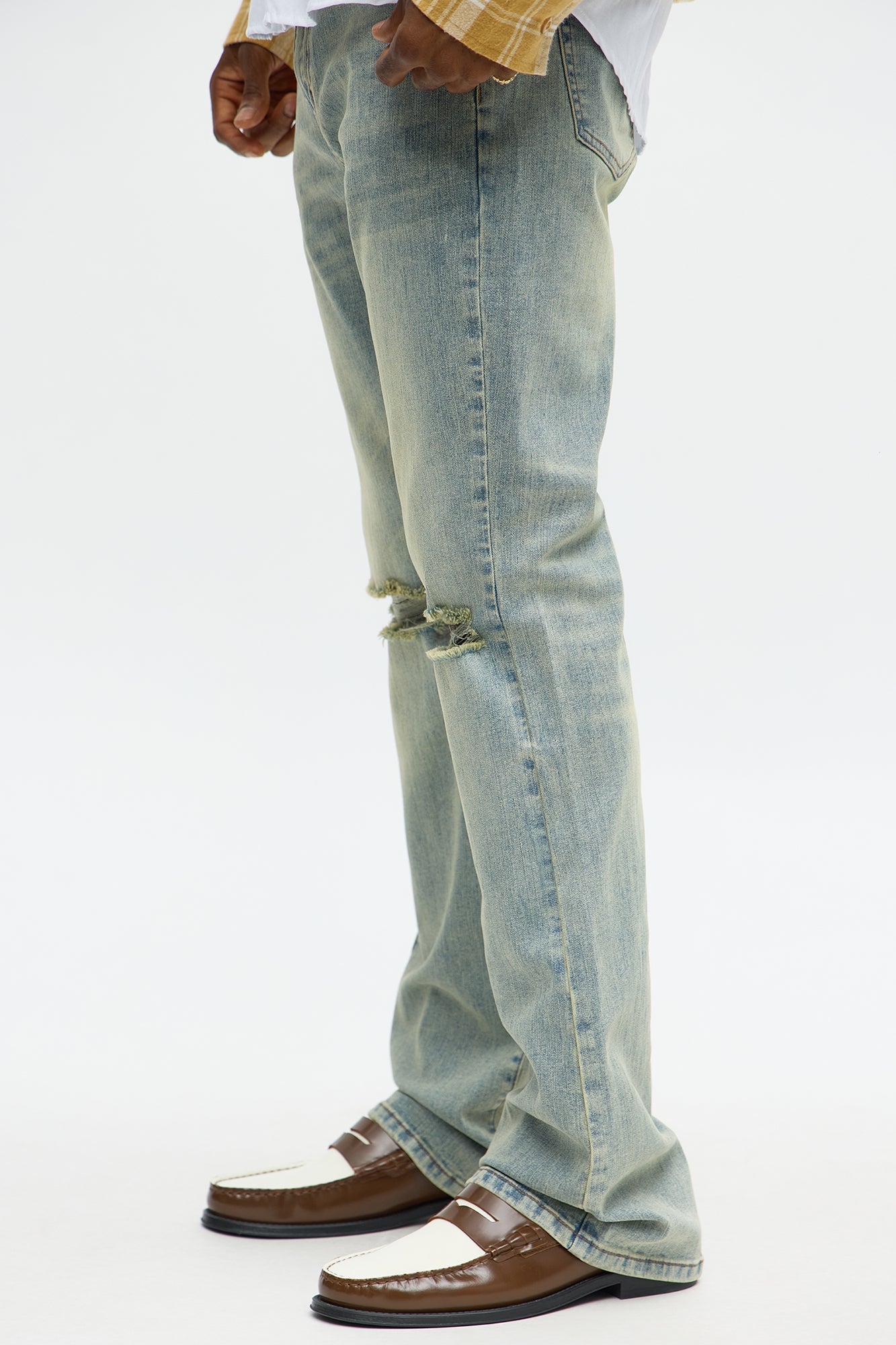 Stacked Skinny Flare Not Too Much Distressed Jean - Medium Wash image 4