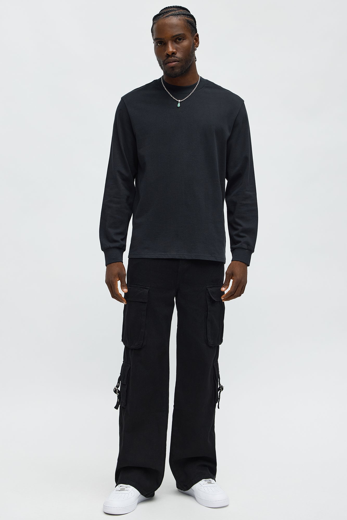 Oversized Heavyweight Long Sleeve Tee - Black image 2