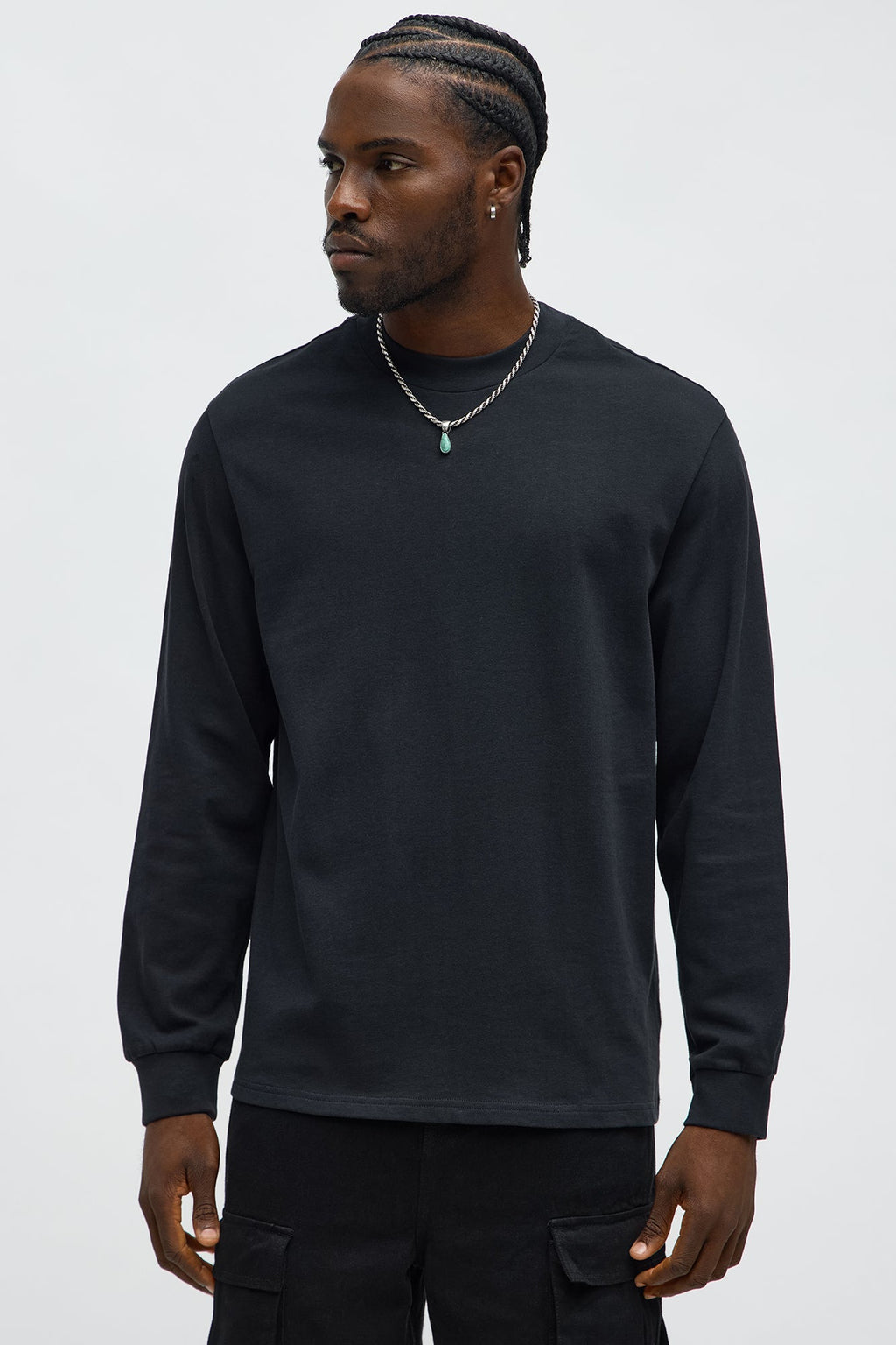 Oversized Heavyweight Long Sleeve Tee - Black image 1