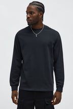 Oversized Heavyweight Long Sleeve Tee - Black image 1