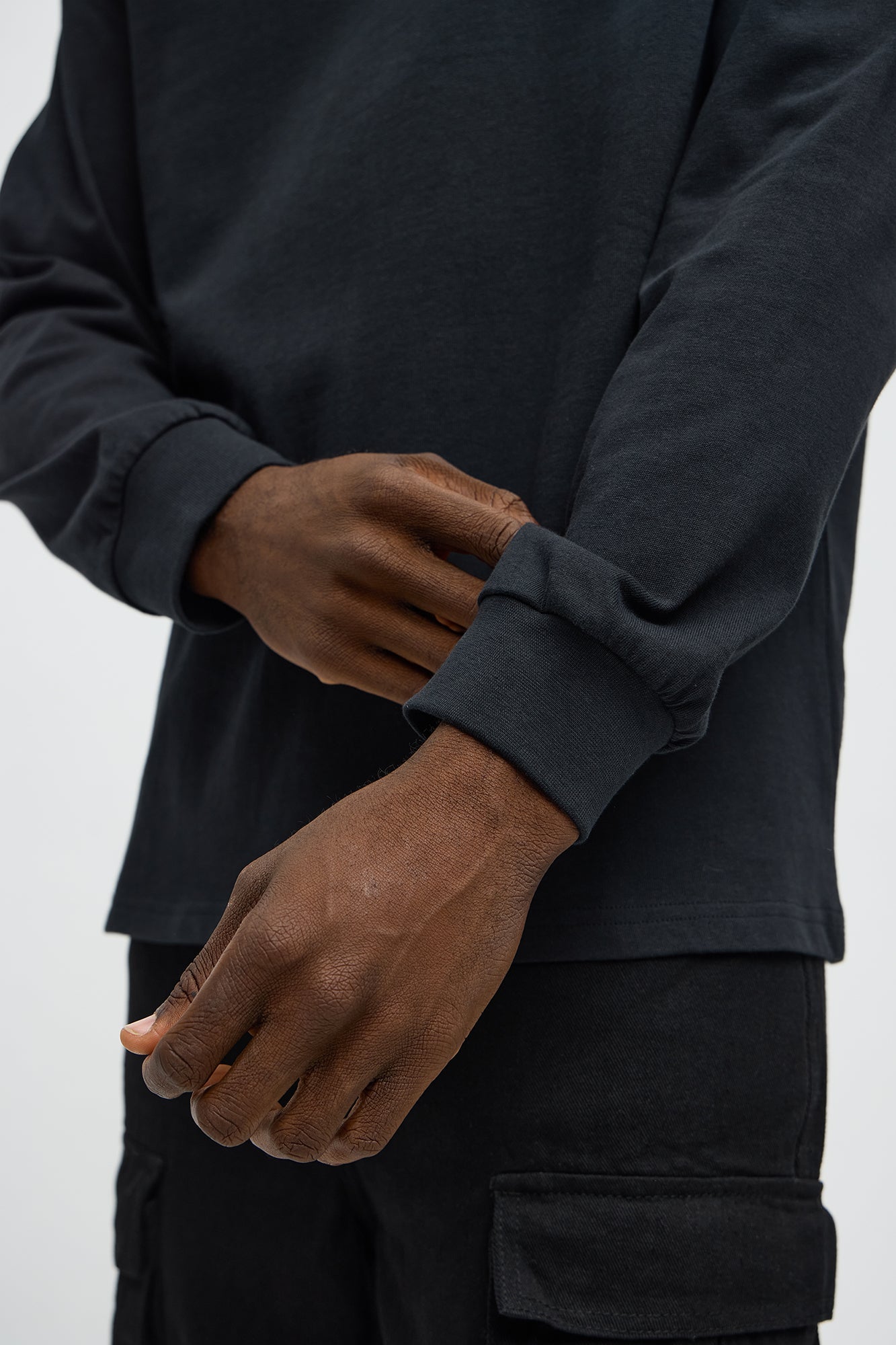 Oversized Heavyweight Long Sleeve Tee - Black image 3