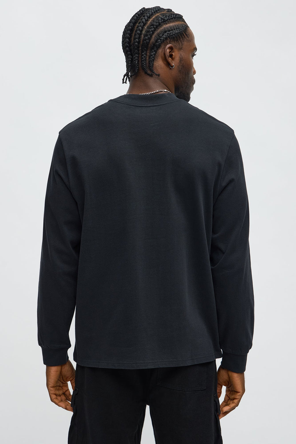 Oversized Heavyweight Long Sleeve Tee - Black image 4