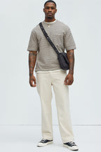 Honeycomb Striped Relaxed Short Sleeve - Cream/combo image 2