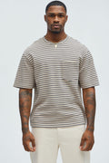 Honeycomb Striped Relaxed Short Sleeve - Cream/combo image 1