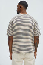 Honeycomb Striped Relaxed Short Sleeve - Cream/combo image 3