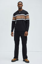 Keep It Classy Textured Long Sleeve Tee - Black/combo image 2