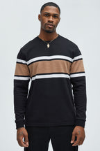 Keep It Classy Textured Long Sleeve Tee - Black/combo image 1
