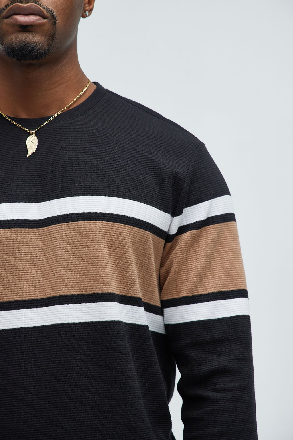 Keep It Classy Textured Long Sleeve Tee - Black/combo image 4