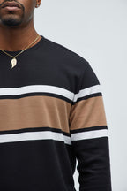 Keep It Classy Textured Long Sleeve Tee - Black/combo image 4