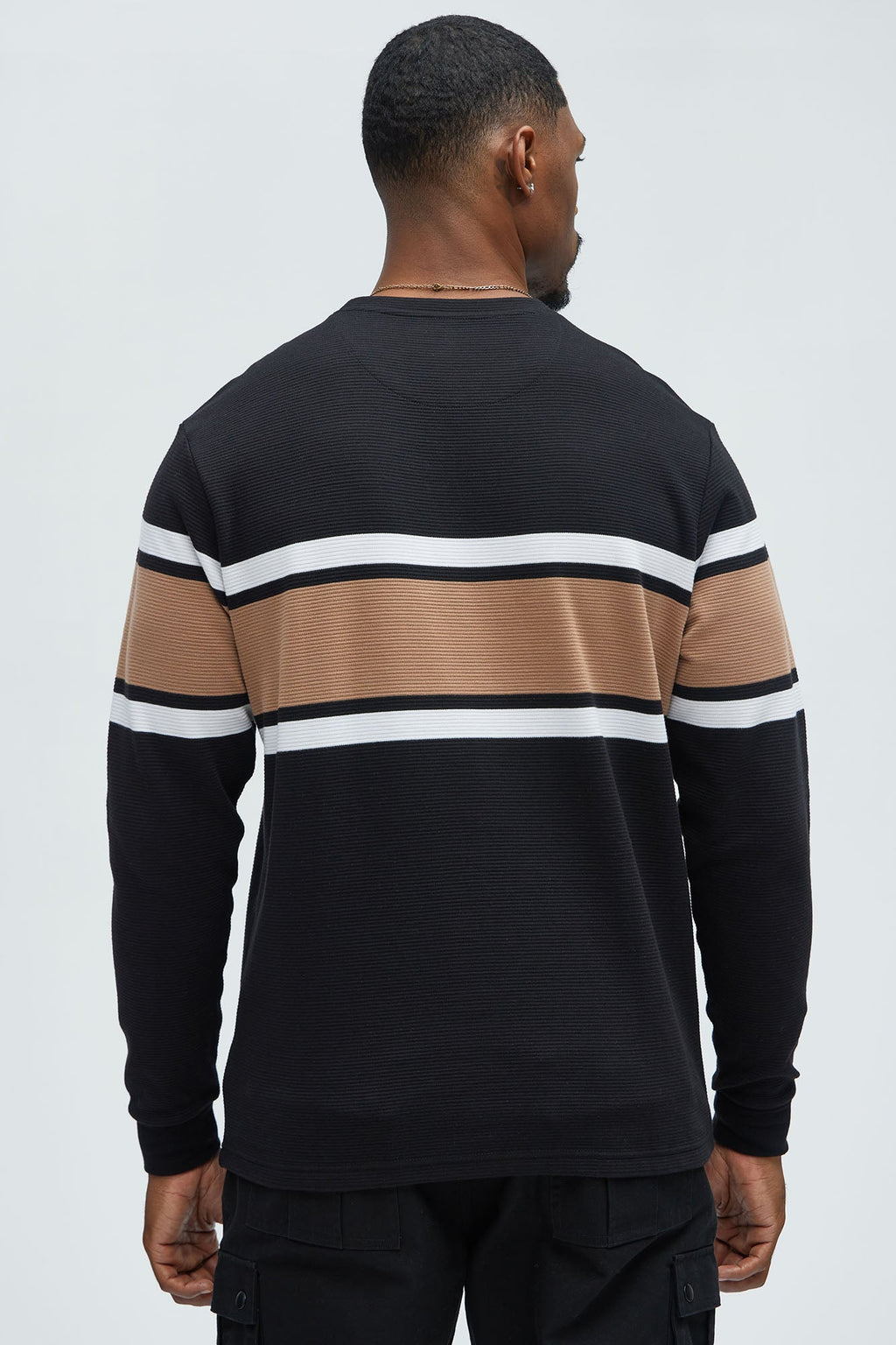 Keep It Classy Textured Long Sleeve Tee - Black/combo image 3