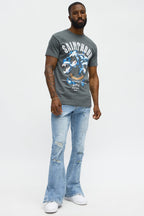 Stacked Skinny Flare Slit Rebel Against Distressed Jean - Light Wash image 2