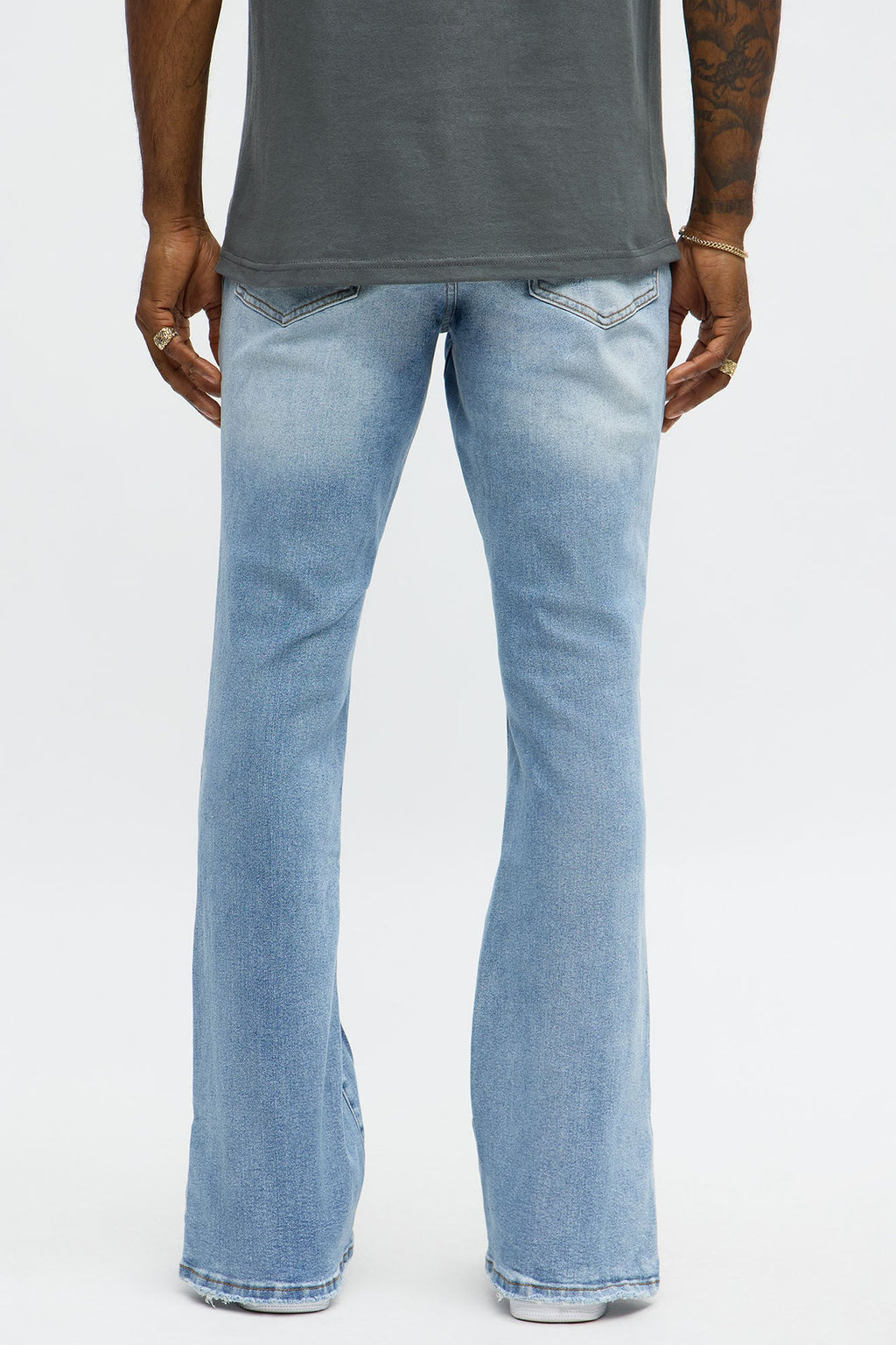 Stacked Skinny Flare Slit Rebel Against Distressed Jean - Light Wash image 4
