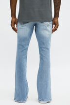 Stacked Skinny Flare Slit Rebel Against Distressed Jean - Light Wash image 4