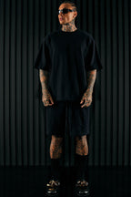 I Like How It Looks Oversized Terry Short Sleeve Tee - Black image 3
