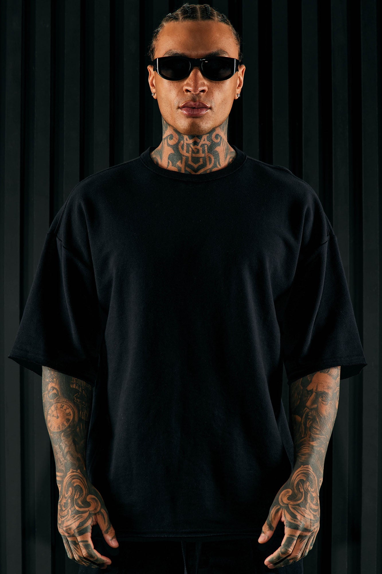 I Like How It Looks Oversized Terry Short Sleeve Tee - Black image 2
