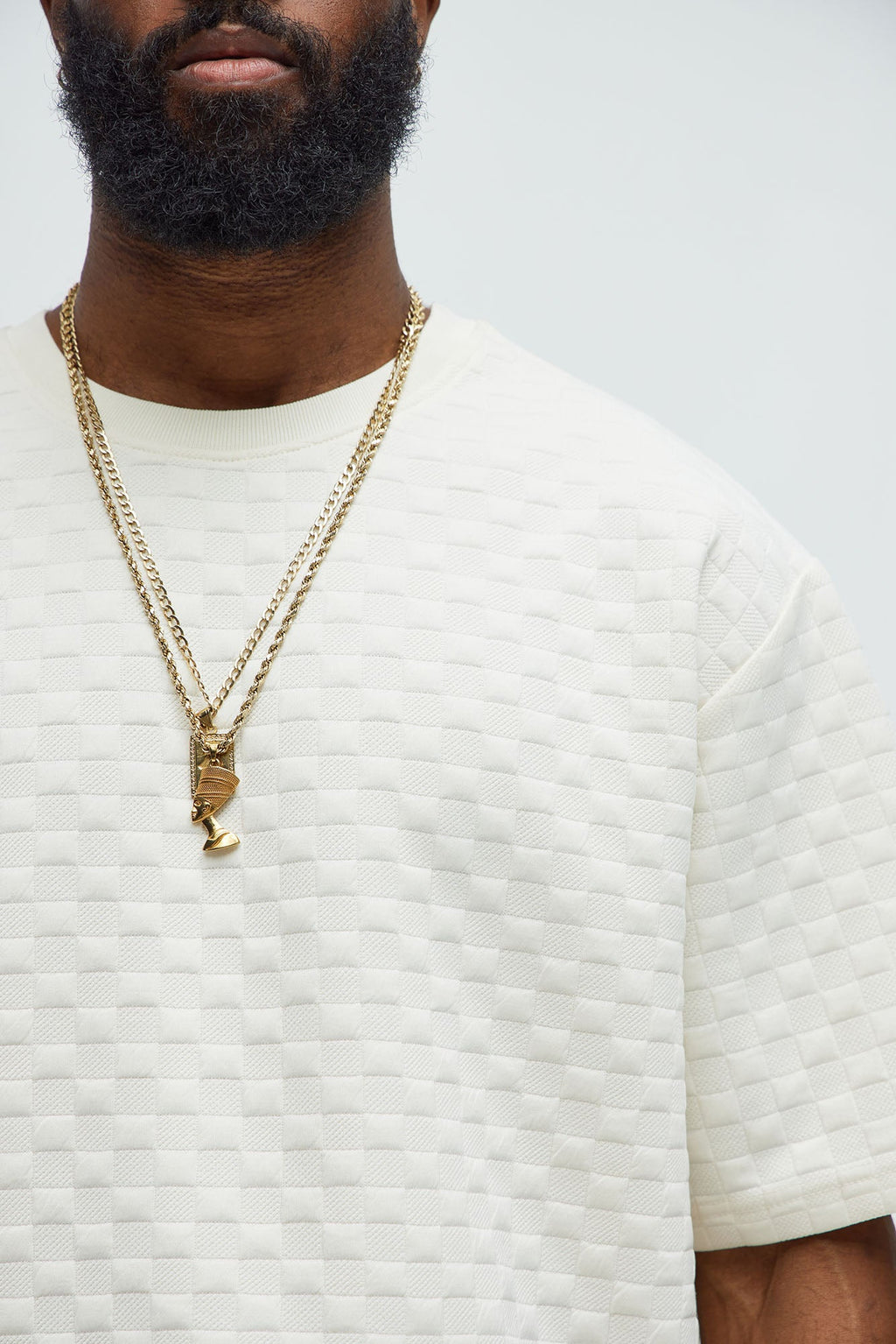 Check Mate Textured Tee - Off White image 3