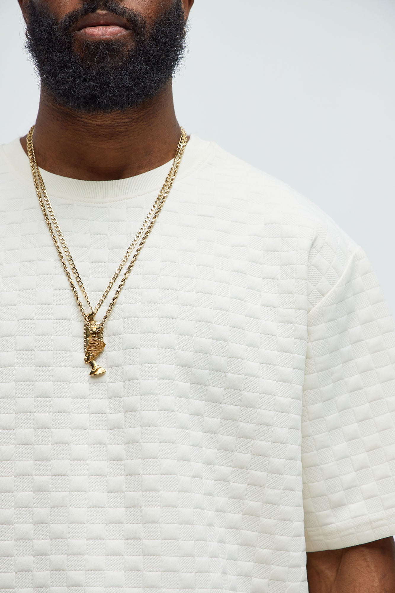 Check Mate Textured Tee - Off White image 3