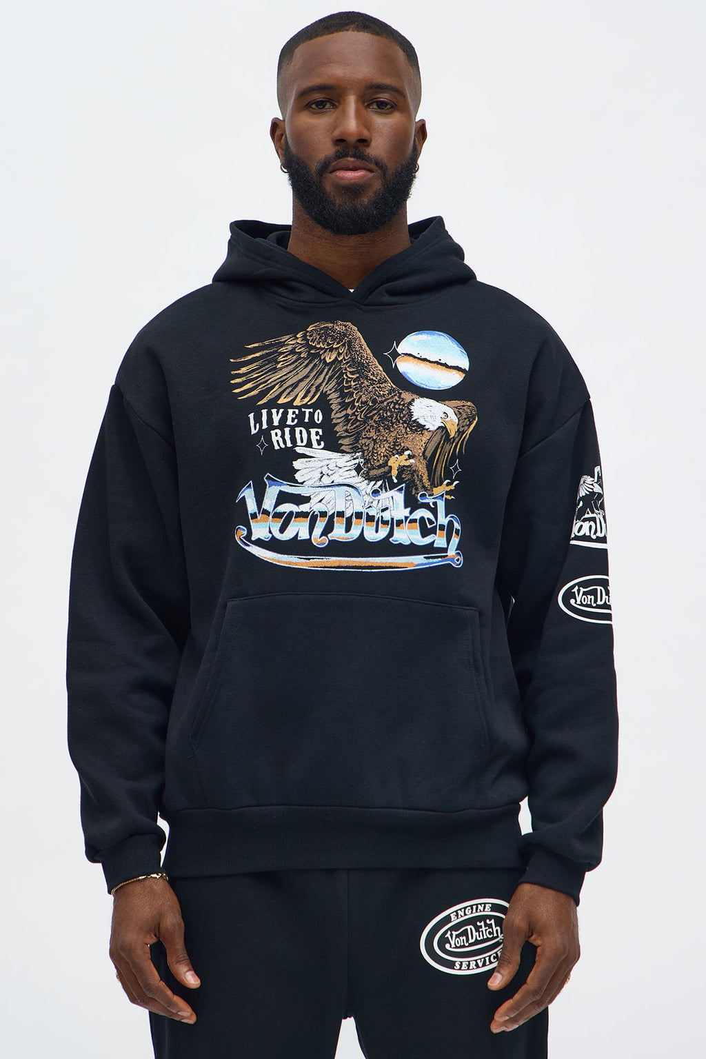 Von Dutch Live To Ride Oversized Hoodie - Black image 1