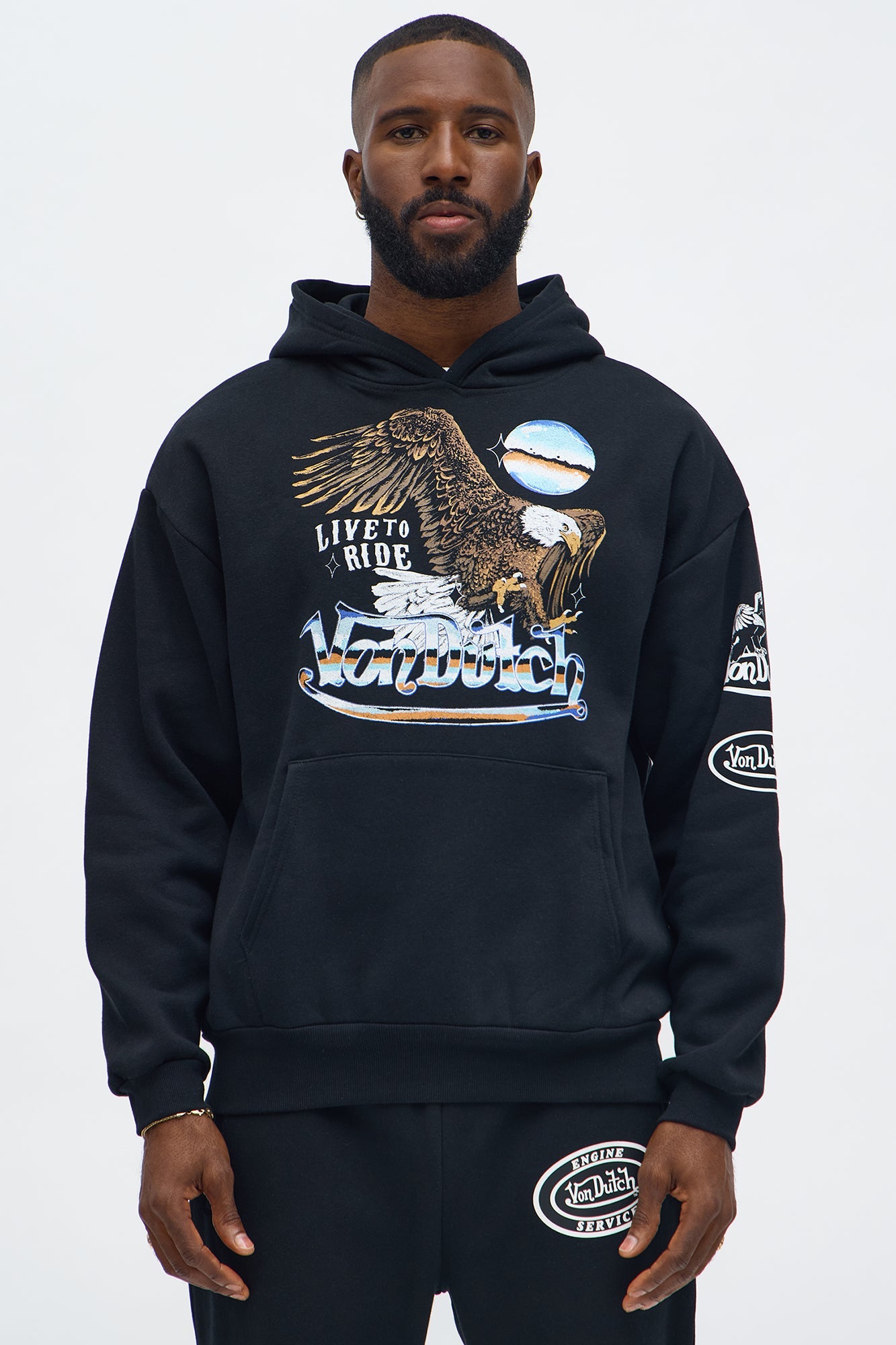 Von Dutch Live To Ride Oversized Hoodie - Black image 1