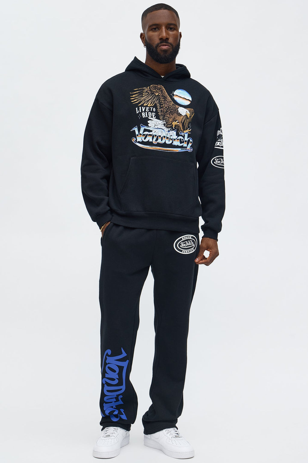 Von Dutch Live To Ride Oversized Hoodie - Black image 2