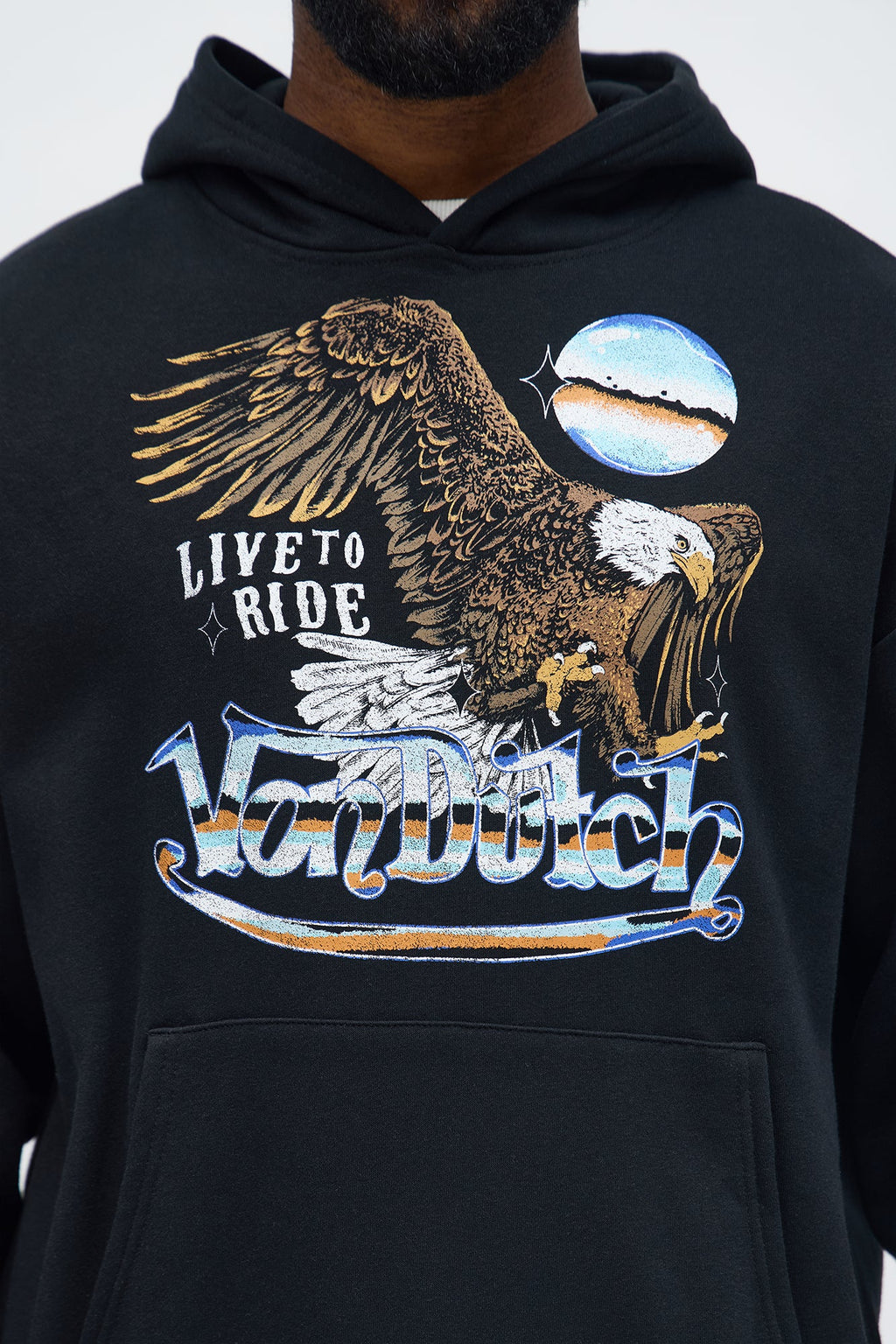 Von Dutch Live To Ride Oversized Hoodie - Black image 3