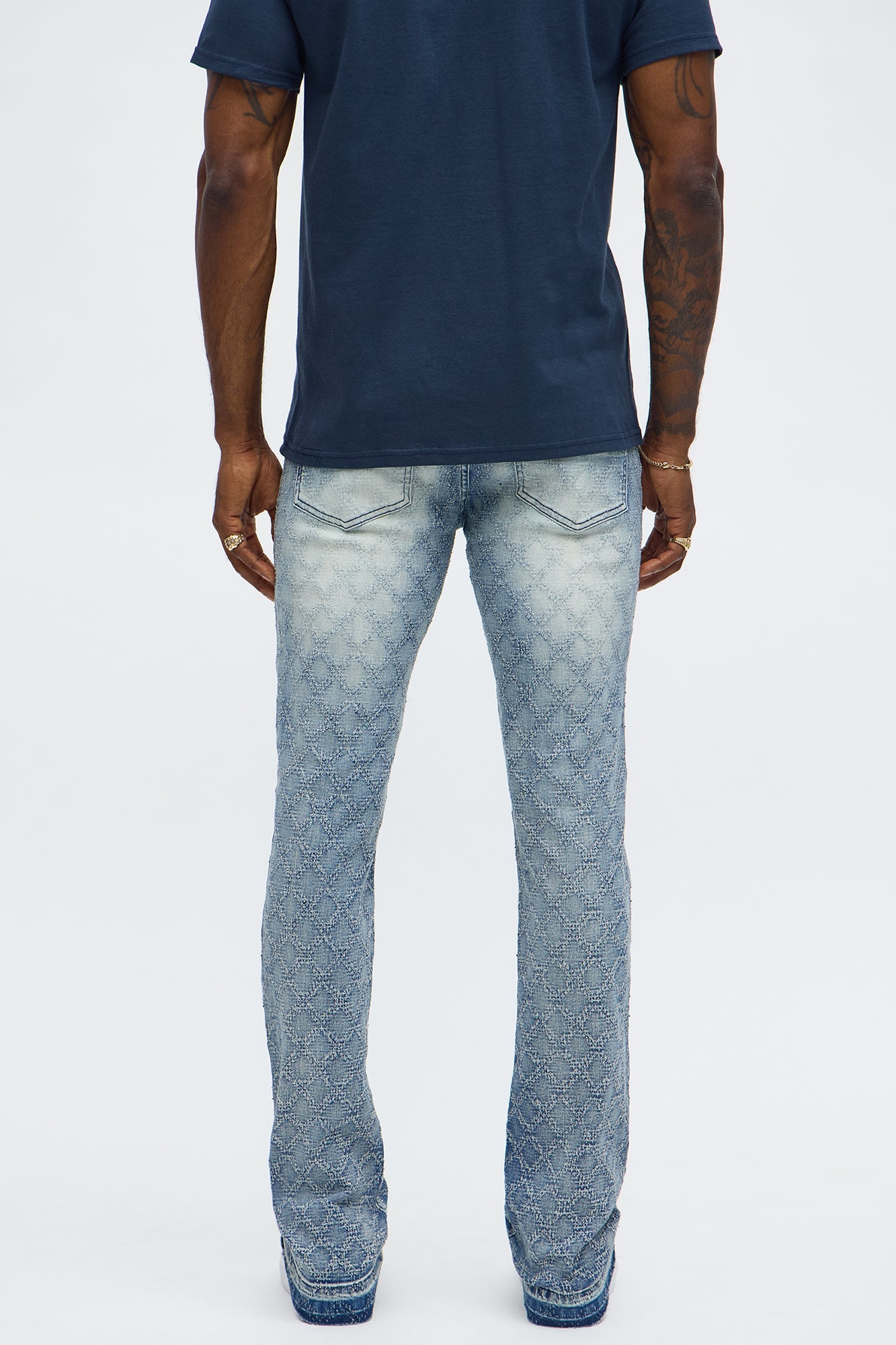 Stacked Slim Flare We WIldin In Bling Jean - Light Wash image 4
