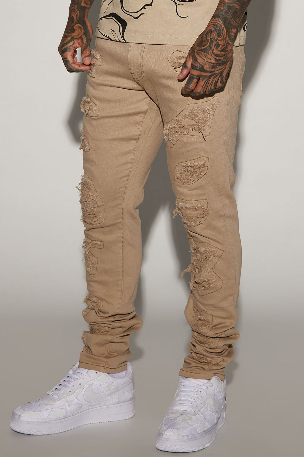 High Key Stacked Skinny Jeans - Taupe image 1
