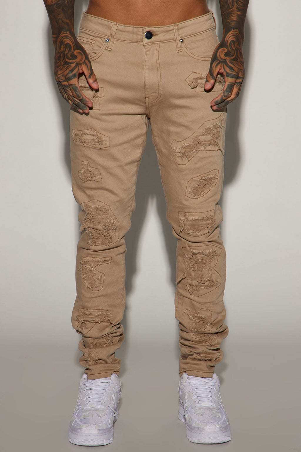 High Key Stacked Skinny Jeans - Taupe image 3