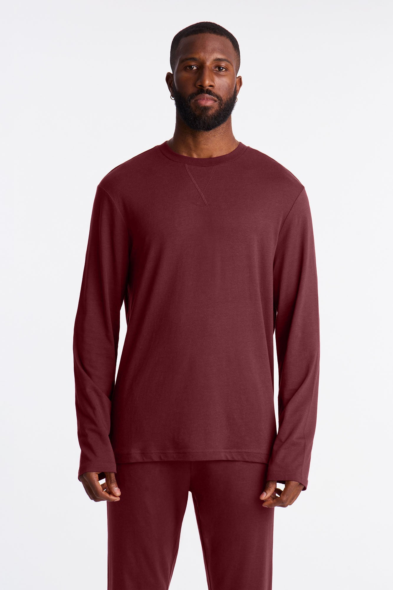 Essential Lounge Long Sleeve Tee - Burgundy image 1