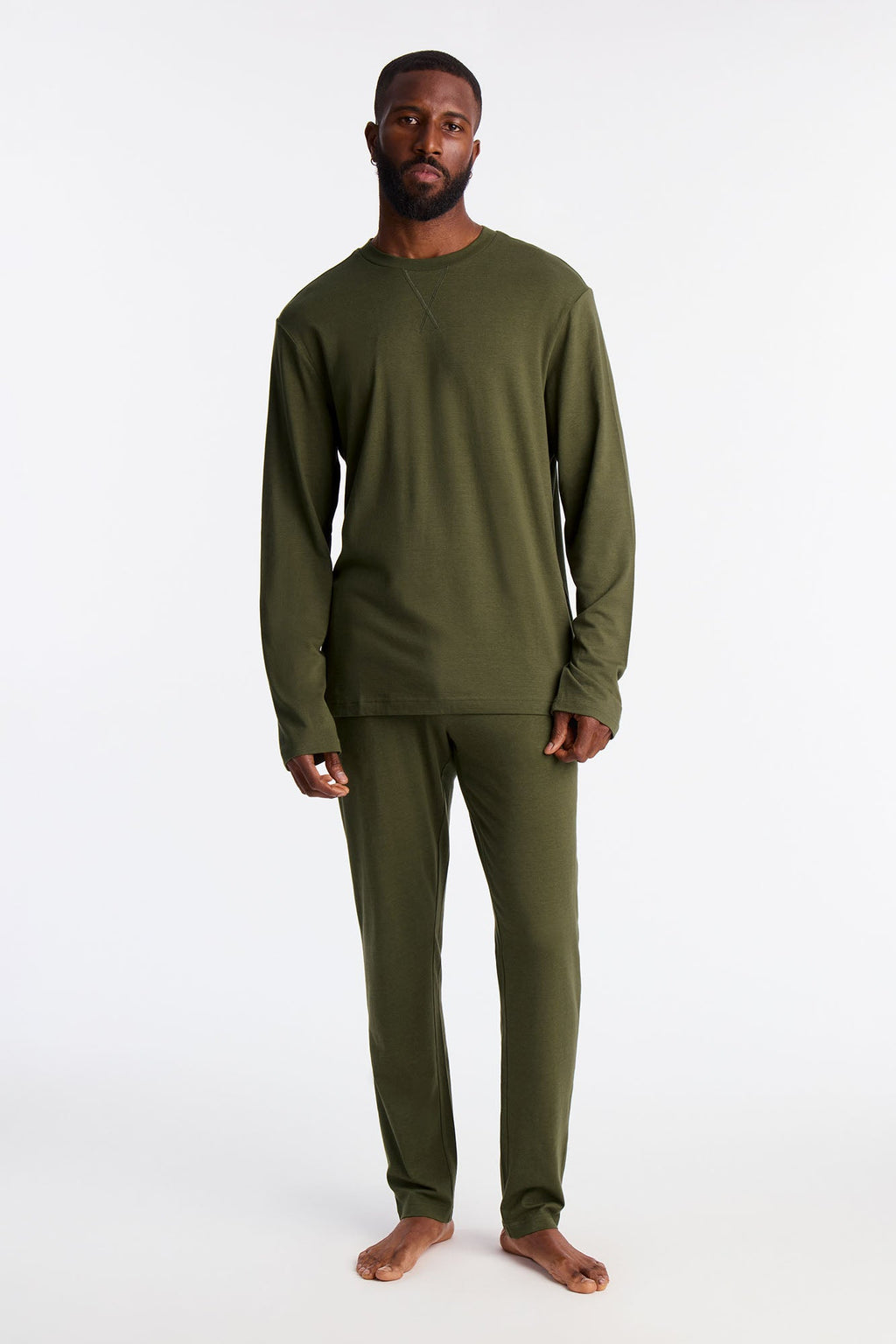 Essential Lounge Long Sleeve Tee - Olive image 2