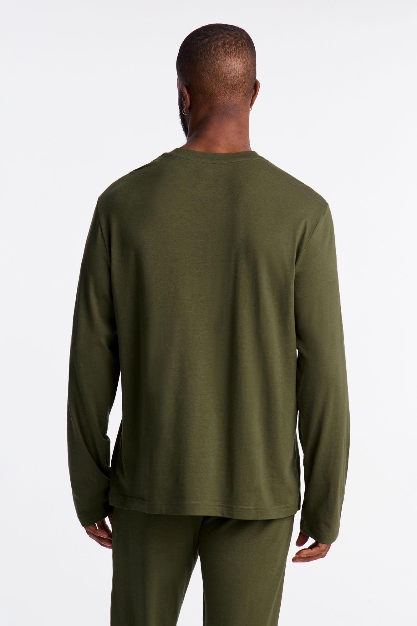 Essential Lounge Long Sleeve Tee - Olive image 3
