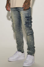 Loaded Stacked Skinny Cargo Jeans - Medium Wash image 1