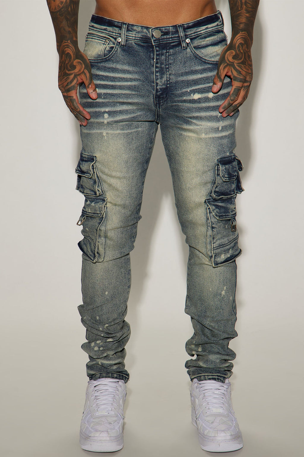 Loaded Stacked Skinny Cargo Jeans - Medium Wash image 3