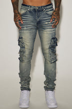Loaded Stacked Skinny Cargo Jeans - Medium Wash image 3
