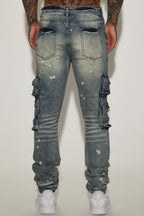 Loaded Stacked Skinny Cargo Jeans - Medium Wash image 4