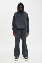 Acid Wash Oversized Heavyweight Hoodie - Black image 2