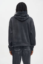 Acid Wash Oversized Heavyweight Hoodie - Black image 4