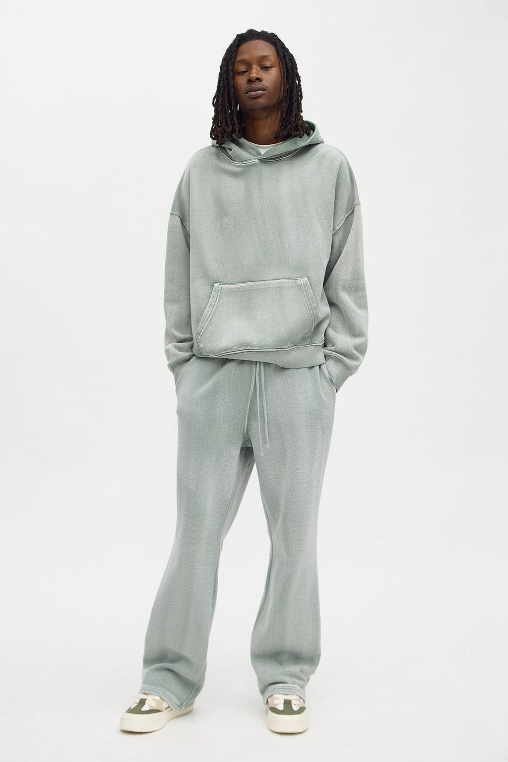 Acid Wash Oversized Heavyweight Hoodie - Sage image 2