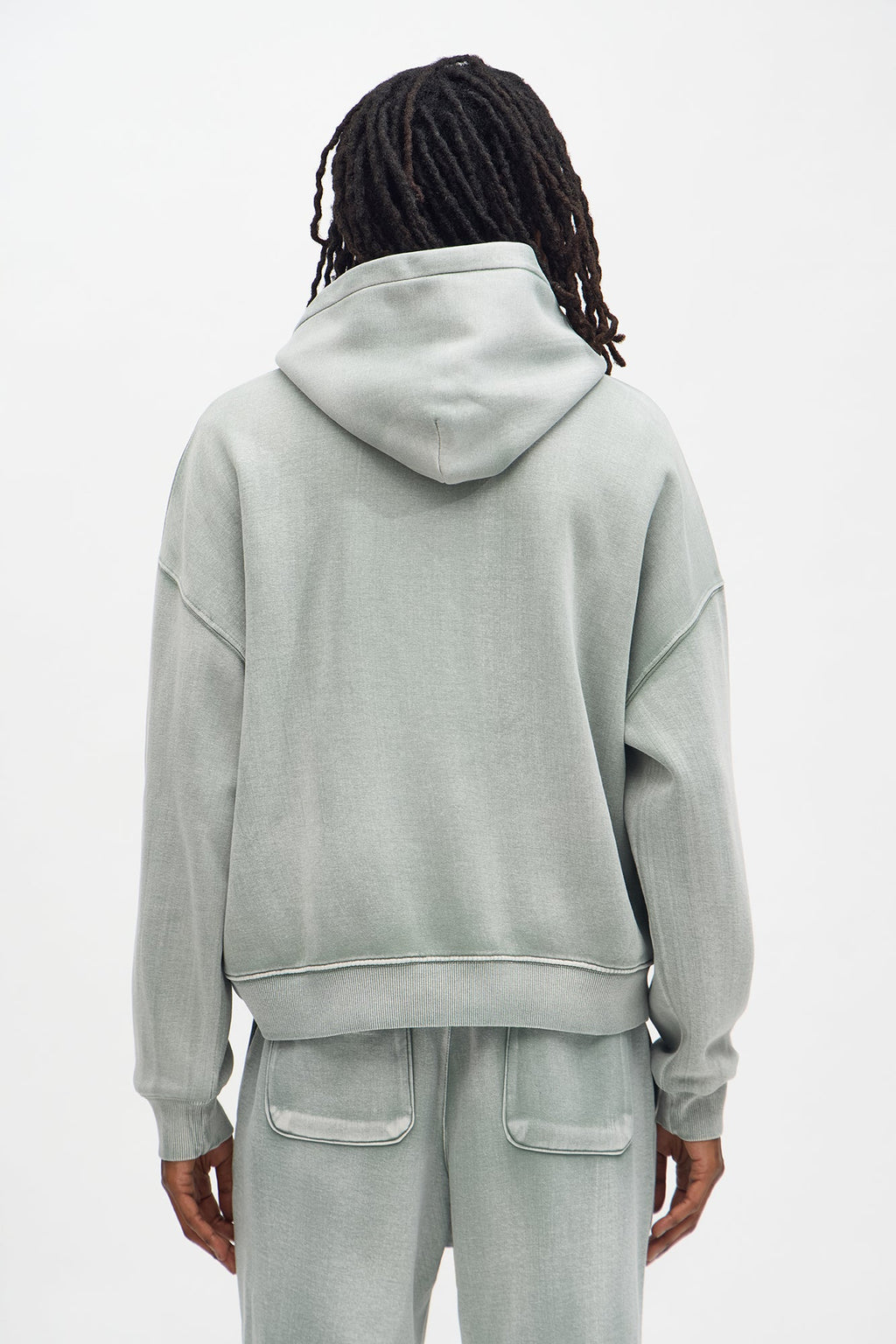 Acid Wash Oversized Heavyweight Hoodie - Sage image 4