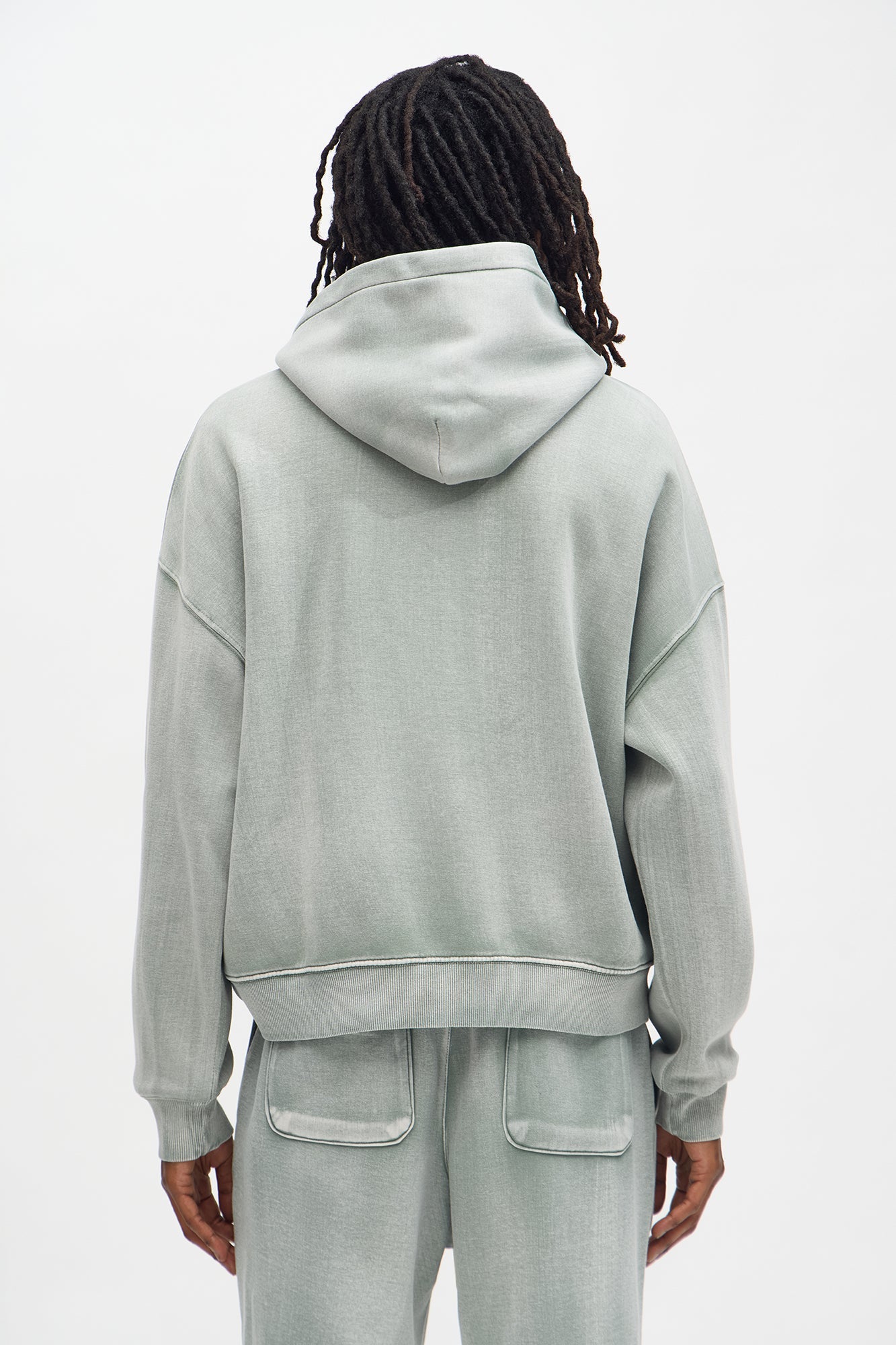 Acid Wash Oversized Heavyweight Hoodie - Sage image 4