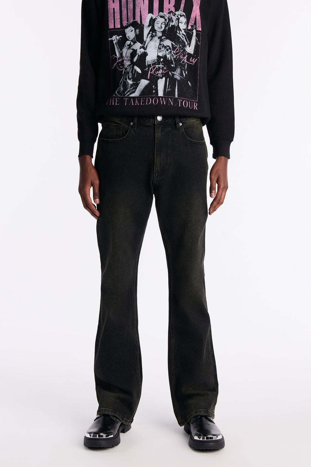 Stacked Skinny Flare In The Mood Jean - Green image 1