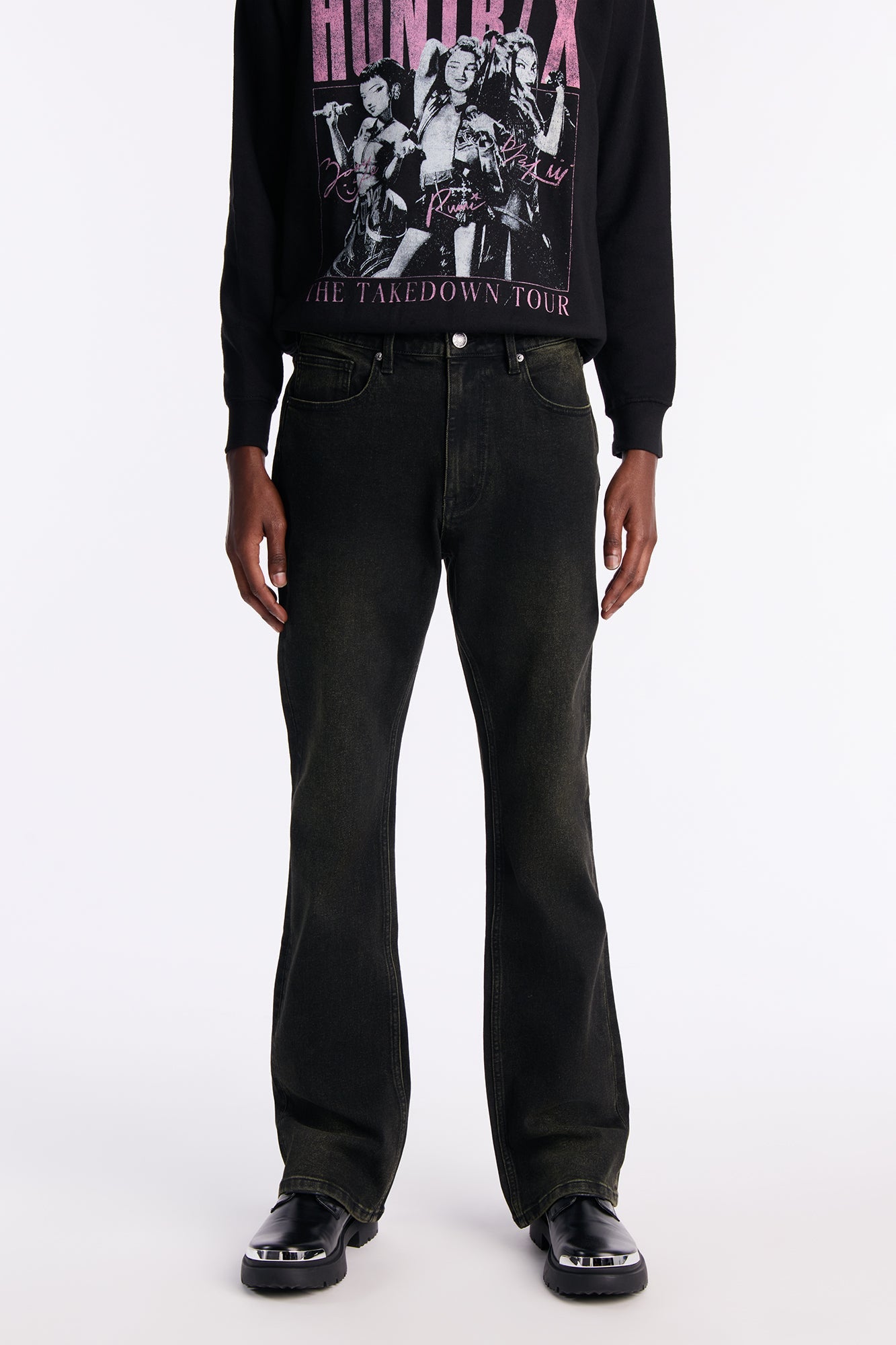 Stacked Skinny Flare In The Mood Jean - Green image 1