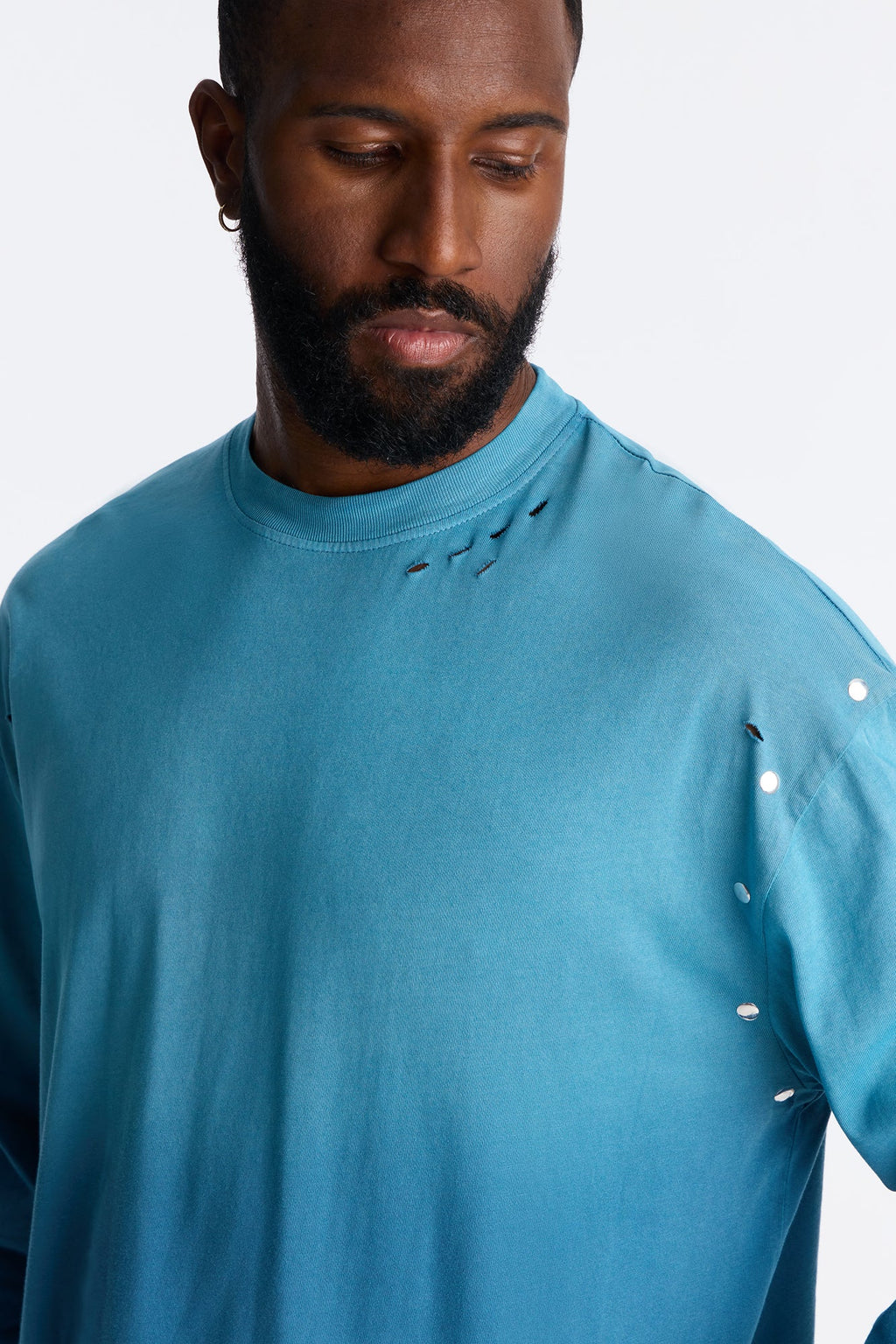 Distressed Edge Relaxed Tee - Green image 3