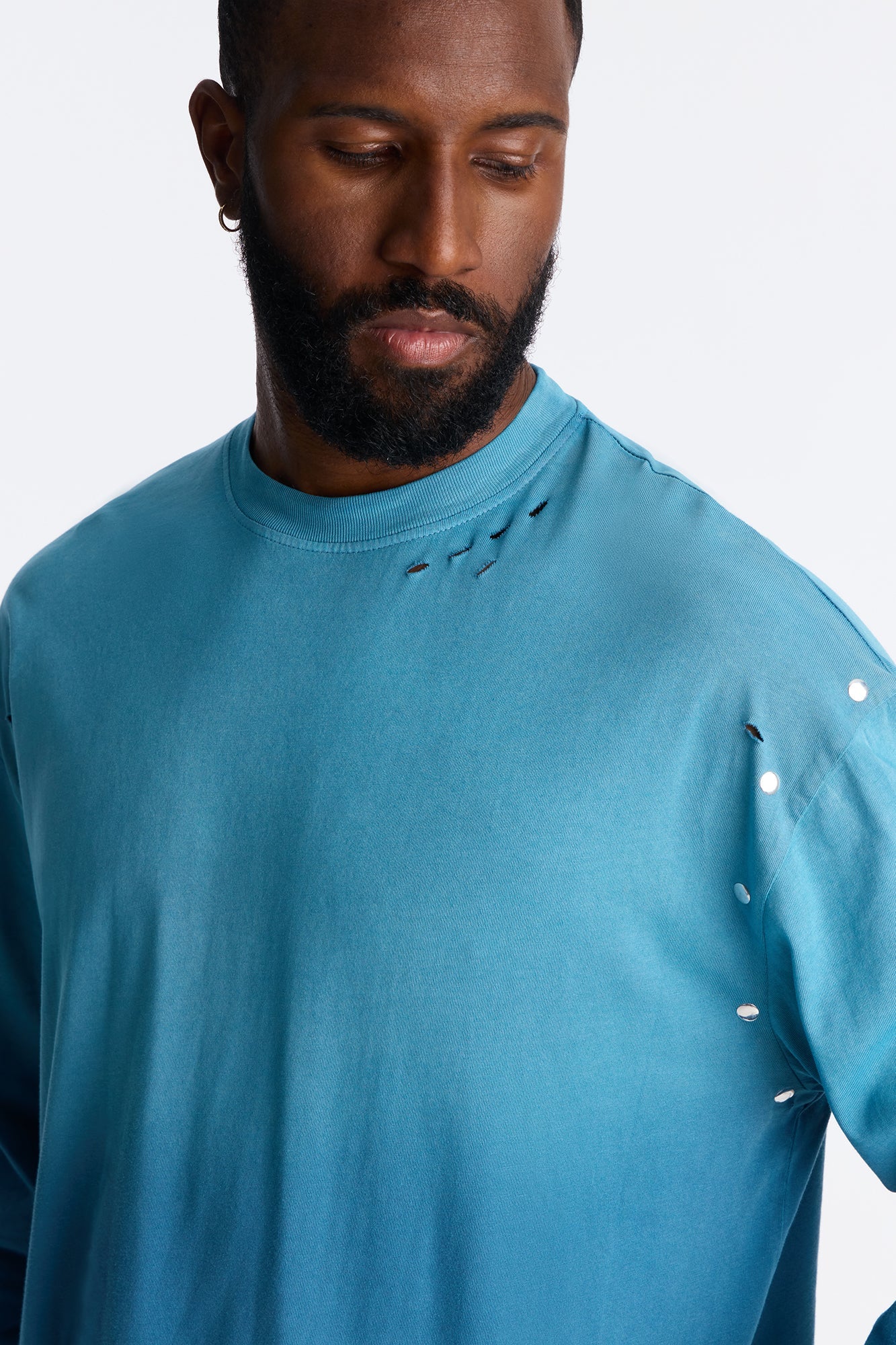 Distressed Edge Relaxed Tee - Green image 3