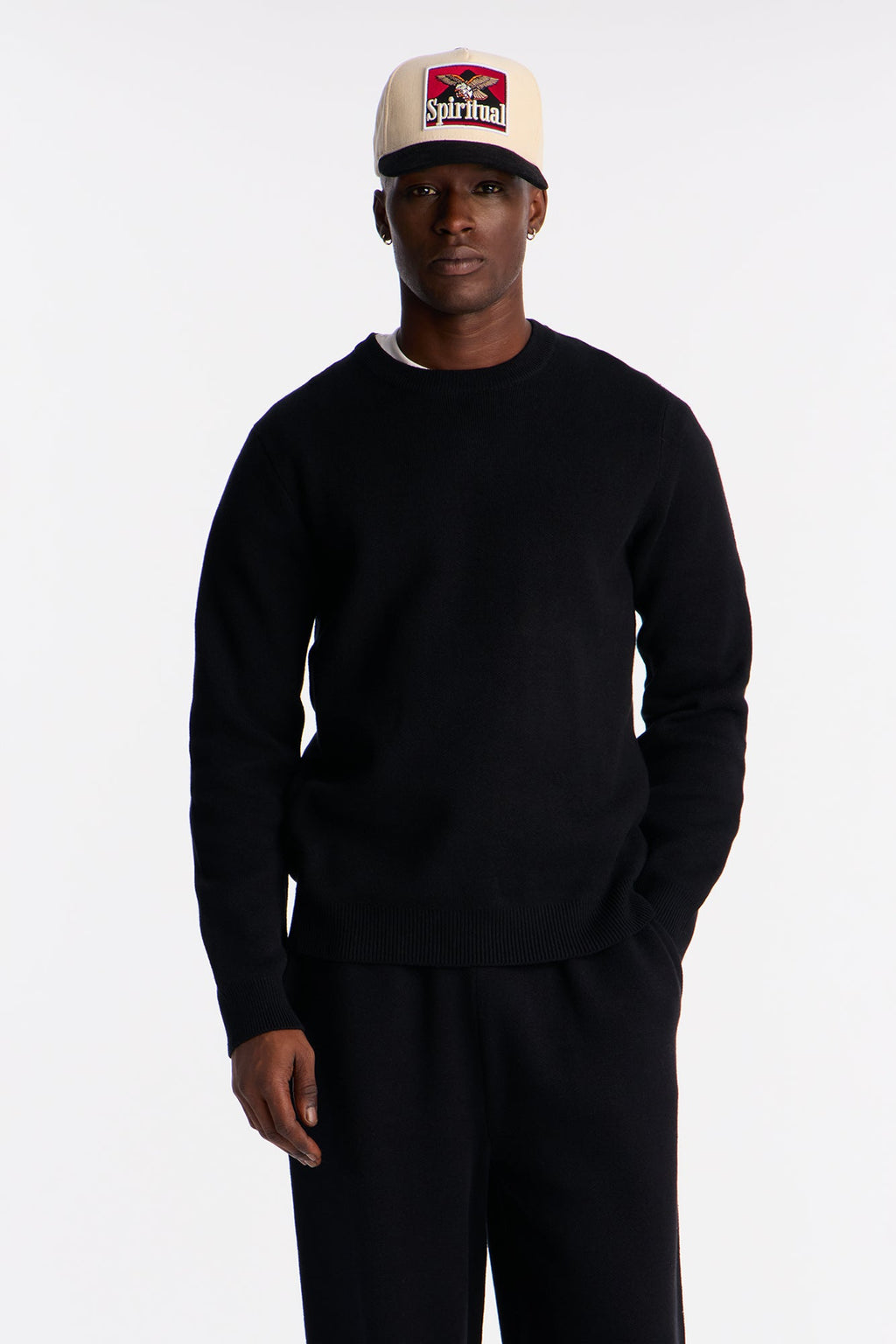 Recline Sweater Knit Crewneck - Black image 1